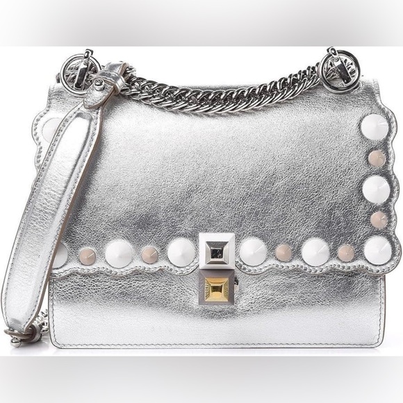 Fendi Handbags - FENDI Kan I Silver Metallic Bag 🪩